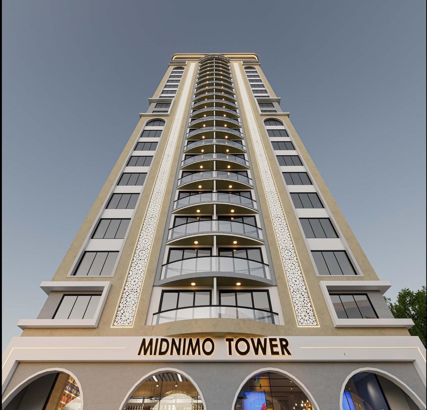 Street-level entrance of Midnimo Tower